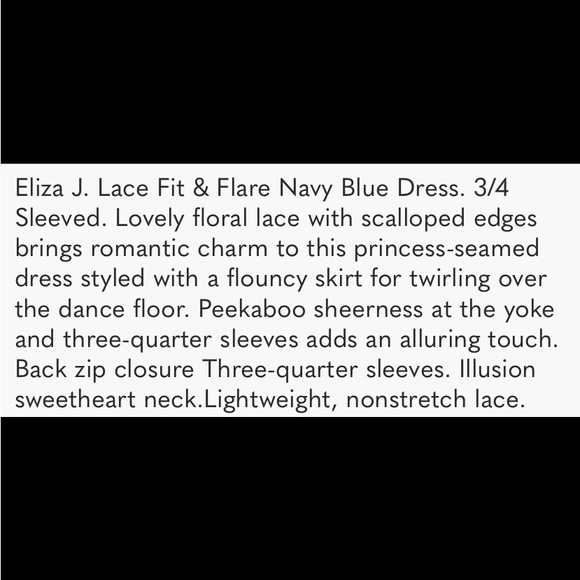 Eliza J Navy Fit & Flare Lace & Faille Navy Cocktail/Formal  Dress - Picture 2 of 11
